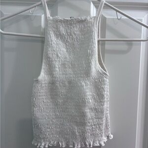 Women’s Gaze White Smocked Crop Tank Top Size XS